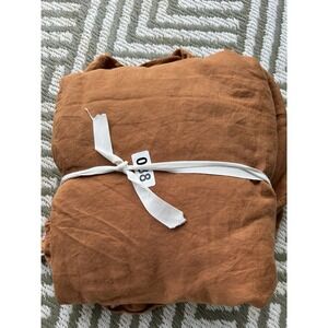 New $174 QUINCE LINEN KING DUVET & SHAM SET IN TERRACOTTA